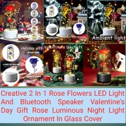 Creative 2 In 1 Rose Flowers LED Light And Bluetooth Speaker Valentine